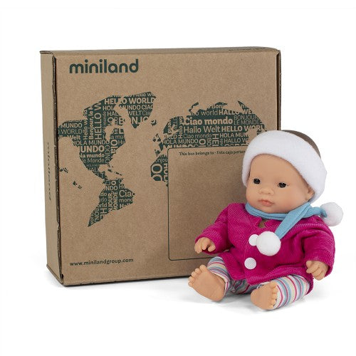 Miniland Asian Baby Girl Doll And Outfit Boxed 21cm
