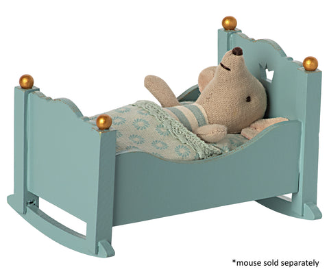 Maileg Cradle Baby Mouse Blue