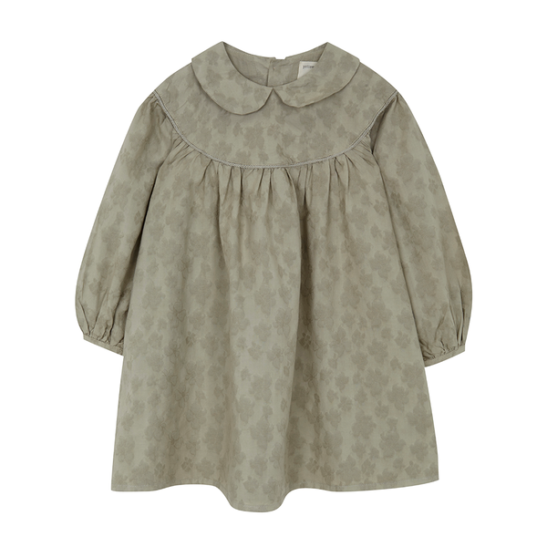 Yellow Pelota Gathered Dress - Olive Green