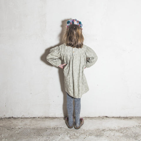 Yellow Pelota Gathered Dress - Washed Denim