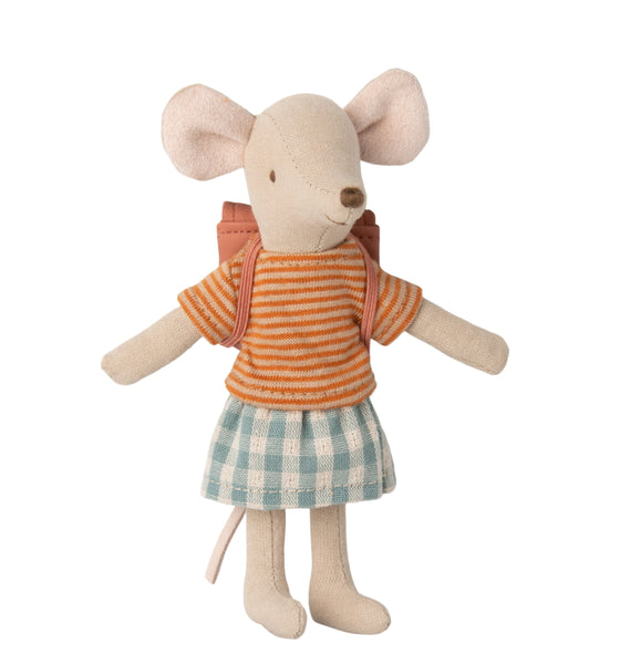 Maileg Tricycle Mouse Big Sister With Bag - Rose