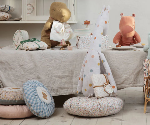 Maileg Cushion Round Checked - Teddy