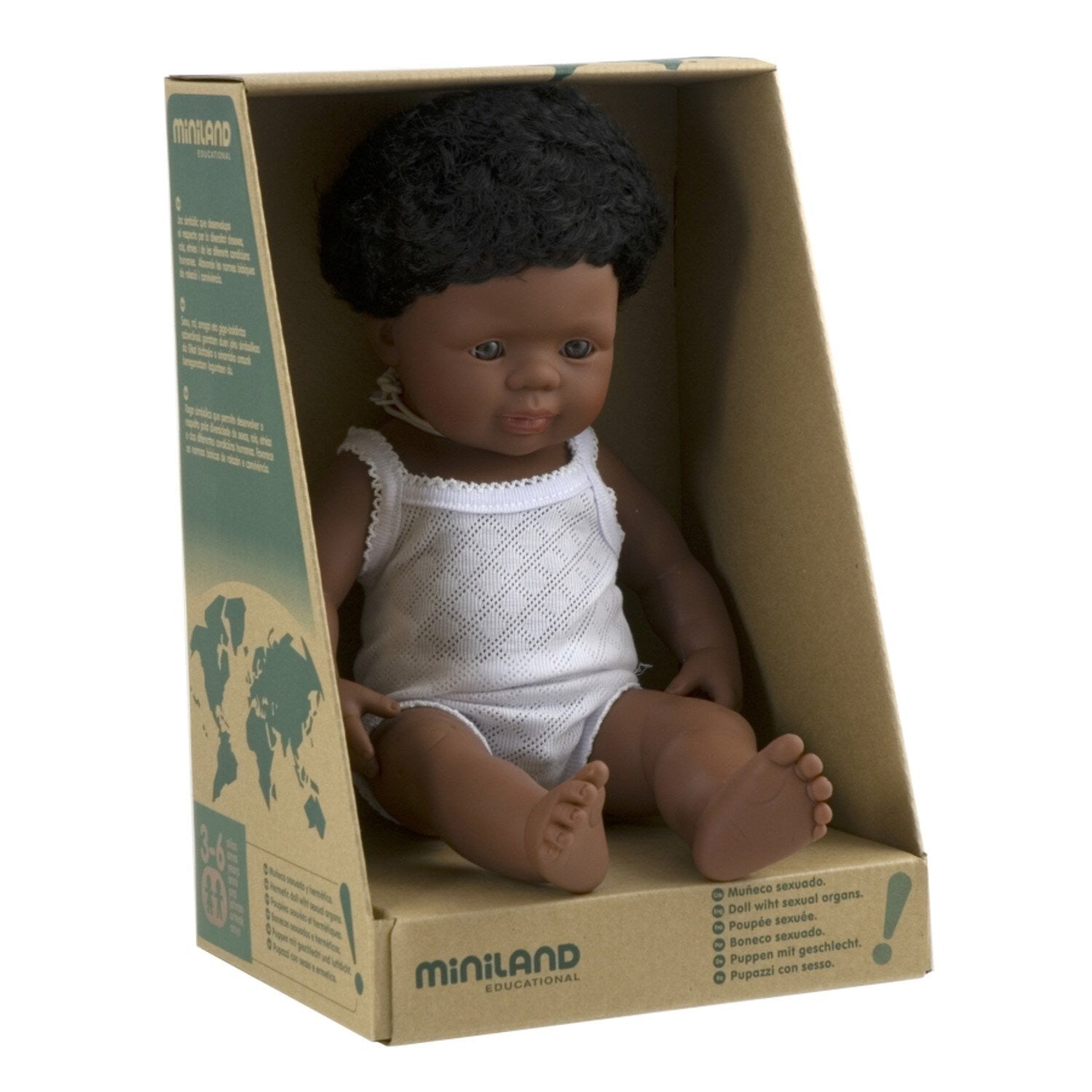 Miniland African Baby Boy Doll 38cm